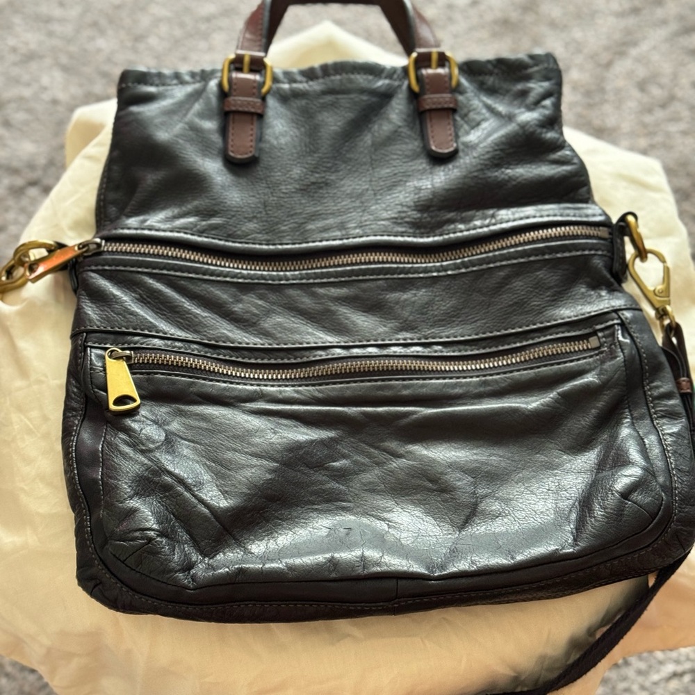 Fossil Black Leather Satchel